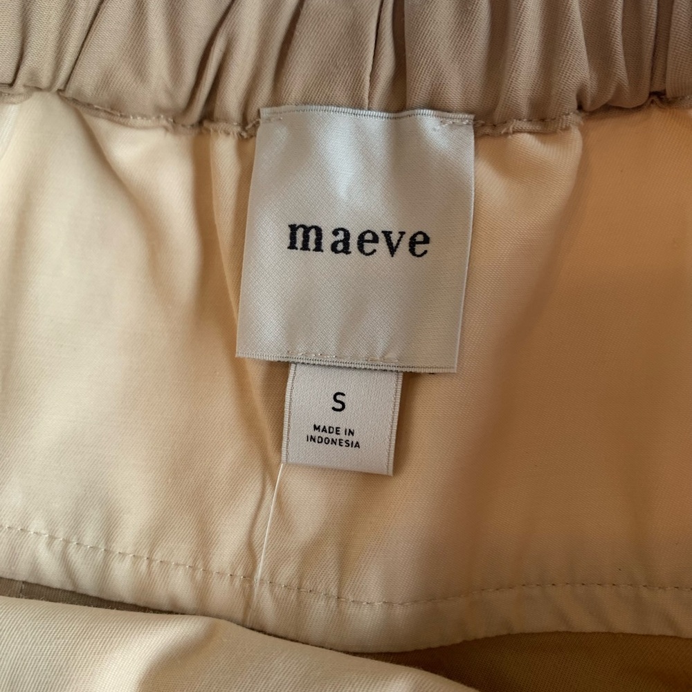 Anthropologie Maeve Beige Elastic Waist Skirt with Pockets - Picture 2 of 16
